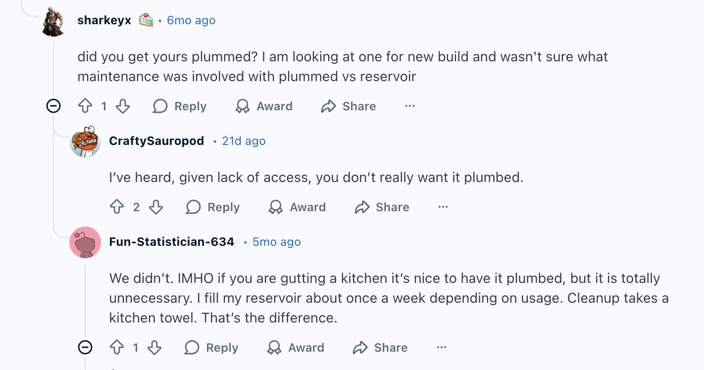 Screenshot of Reddit discussion about Deciding if a steam oven is worth it